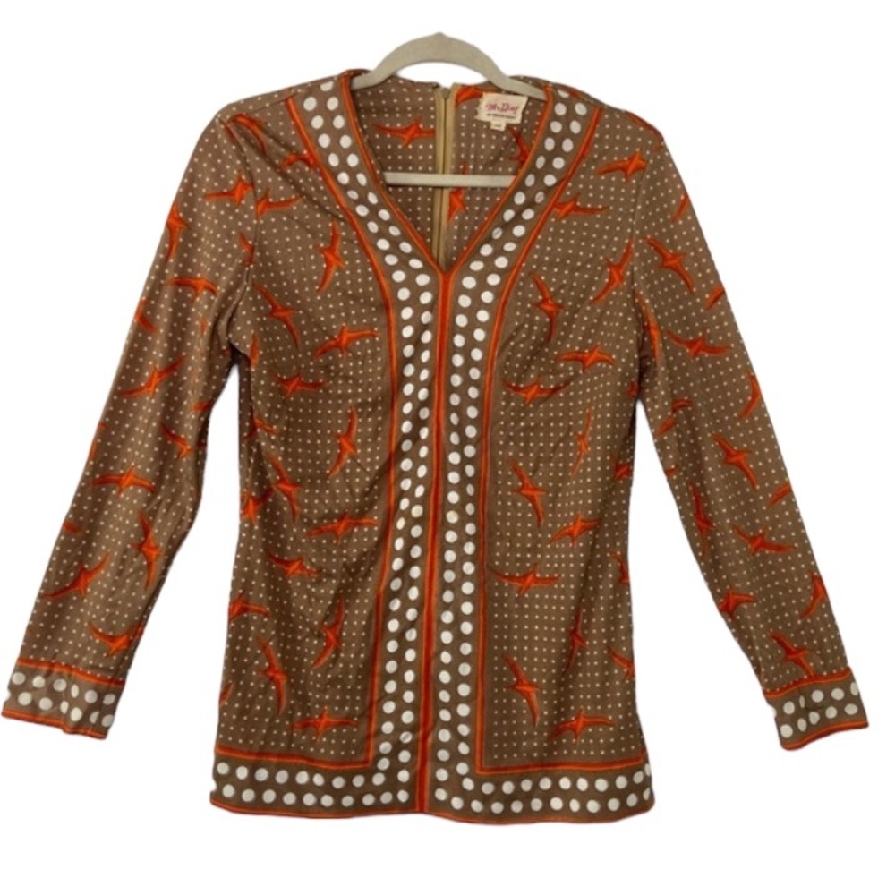 Mr. Dino 1960 vintage polka dot bird zip long sleeve top. Vintage size 12